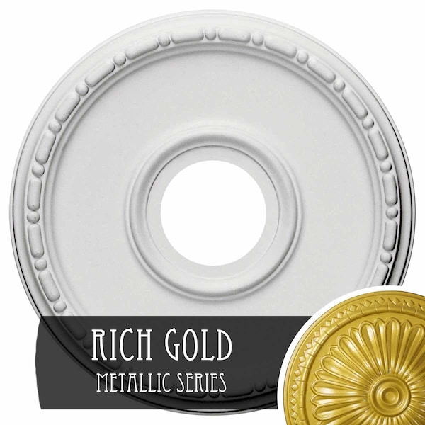 Ekena Millwork Medea Ceiling Medallion (Fits Canopies up to 5 3/8"), 16 1/2"OD x 3 7/8"ID x 1 1/2"P, Rich Gold CM16MERGS - main